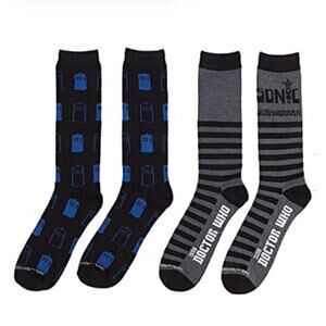 BBC DOCTOR WHO SOCKS (Pack of 2) Adult Unisex 9-13 Shoe Size, Brand NEW